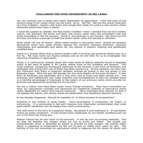 EXISTING SITUATION OF FOOD SOVEREIGNTY - 8.10.13