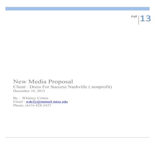 New Media Proposal for DFSN - Whitney Critten