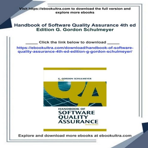 Handbook of Software Quality Assurance 4th ed Edition G. Gordon ...