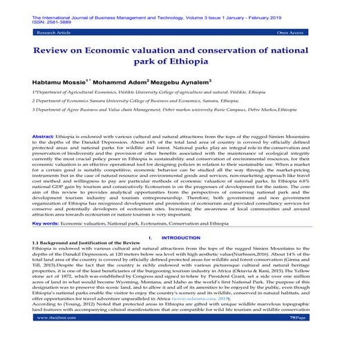 Review on Economic valuation and conservation of national park of ...