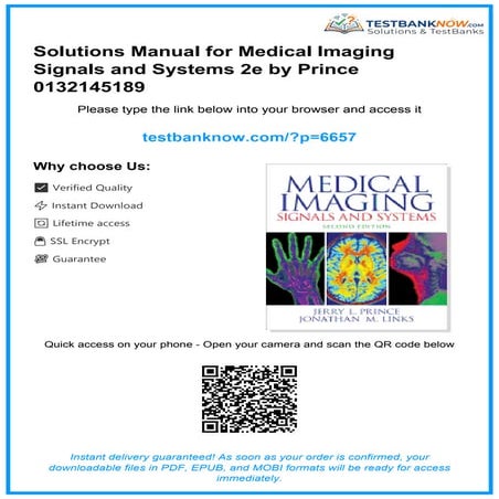 Comprehensive Solutions Manual for Medical Imaging Signals and Systems ...