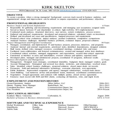 KIRK SKELTON RESUME BA