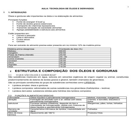 aula 7. Tec. de oleos e derivados