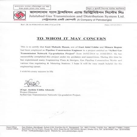 Experience Certificate