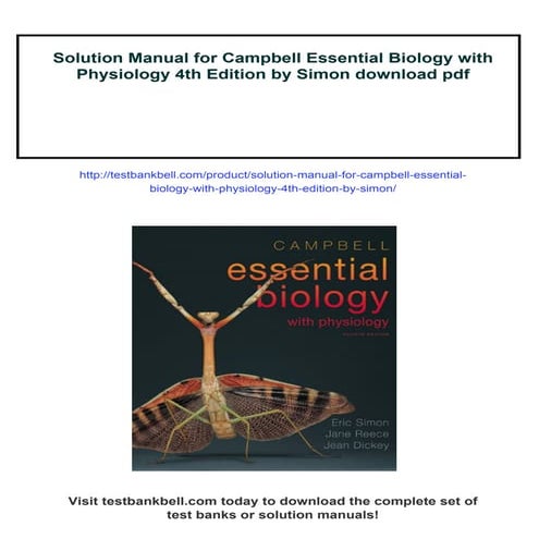 Solution Manual for Campbell Essential Biology with Physiology 4th Edition by...