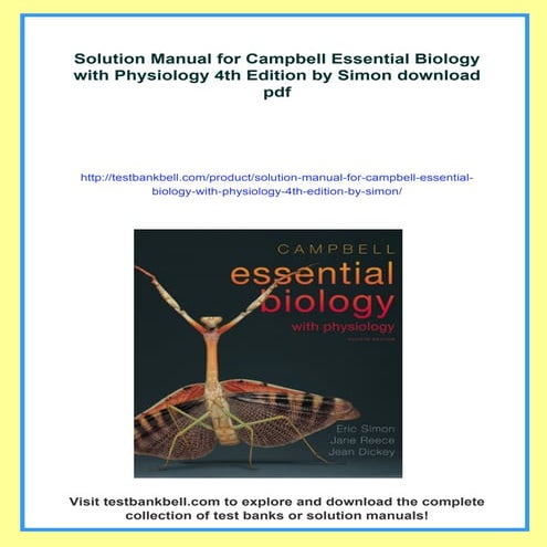 Solution Manual for Campbell Essential Biology with Physiology 4th ...