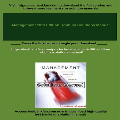 Management 10th Edition Robbins Solutions Manual | PDF