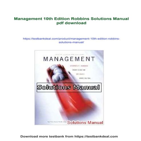 Management 10th Edition Robbins Solutions Manual | PDF
