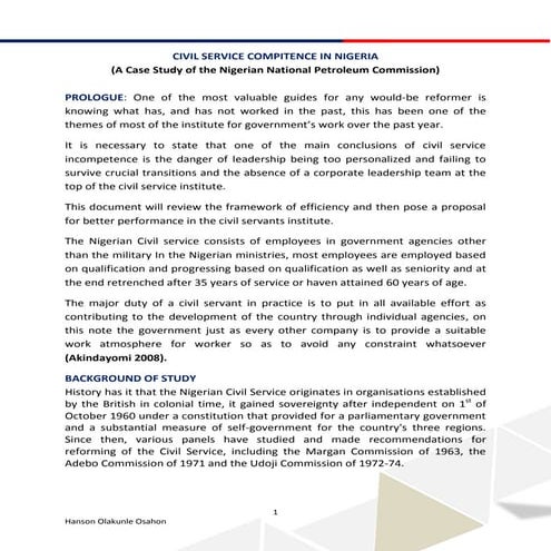 CIVIL SERVICE COMPITENCE IN NIGERIA | PDF