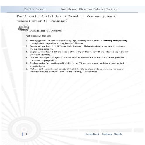 Instructional Design - Teacher Traning- Sample
