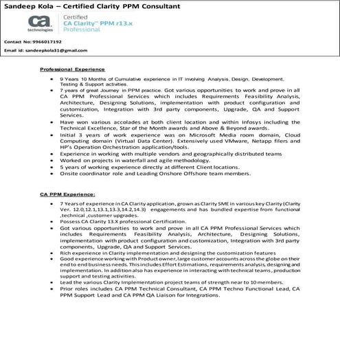 SandeepKola_CAPPM_Consultant