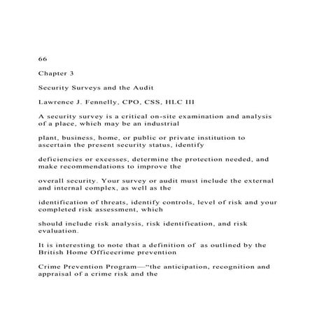 66Chapter 3Security Surveys and the AuditLawrence .docx