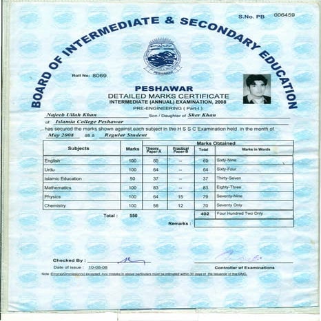 part 1 certificate