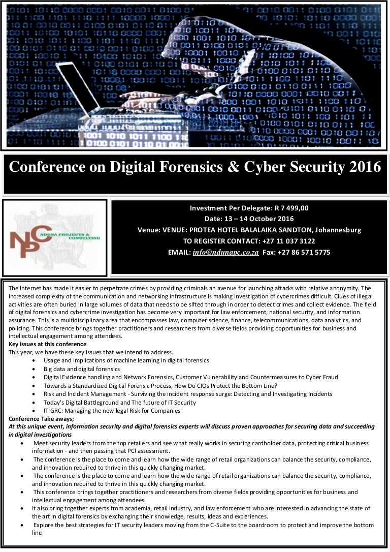 Conference on Digital Forensics & Cyber Security 2016