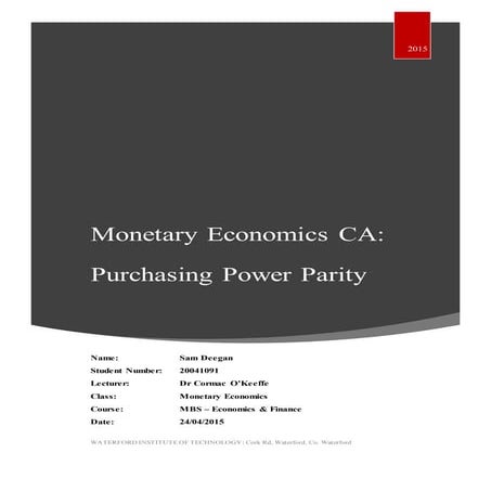 Monetary Economics Project