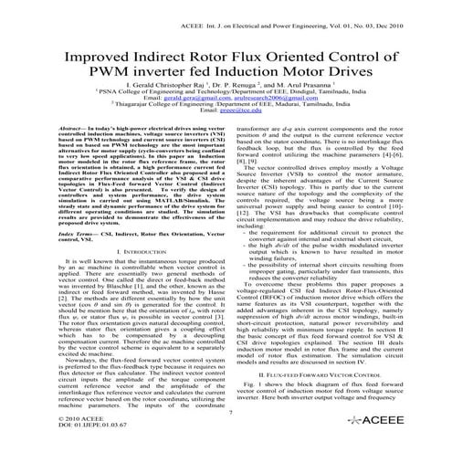 Improved Indirect Rotor Flux Oriented Control of PWM inverter fed Induction M...