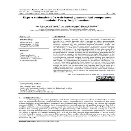 Expert evaluation of a web-based grammatical competence module: Fuzzy ...