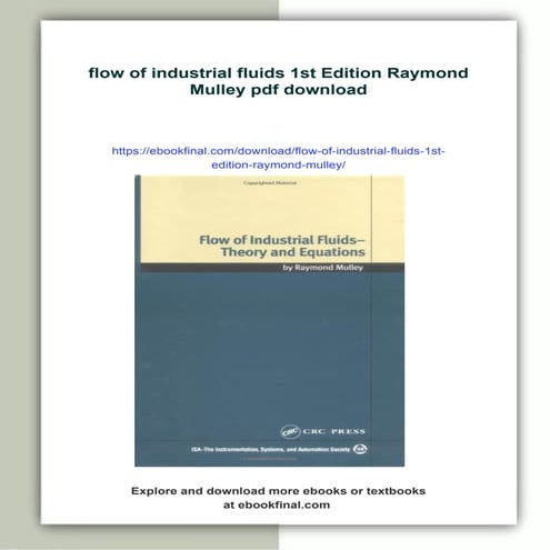flow of industrial fluids 1st Edition Raymond Mulley