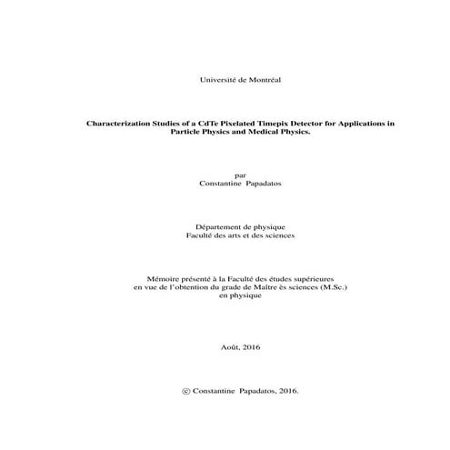 Characterization Studies of a  CdTe Pixelated Timepix Detector for Applicatio...