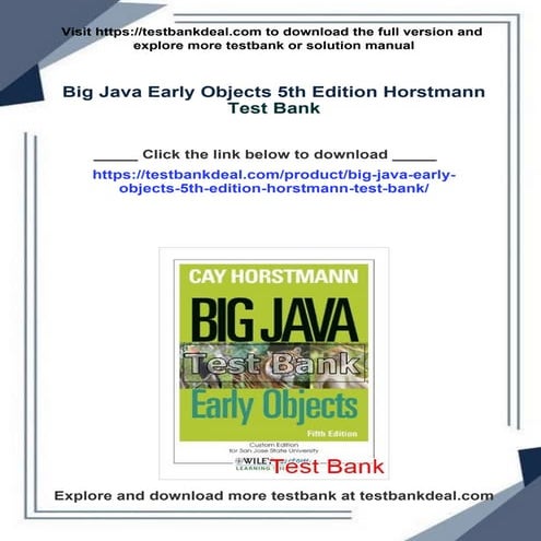 Big Java Early Objects 5th Edition Horstmann Test Bank | PDF