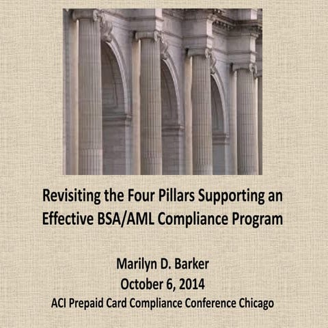 Revisiting the Four Pillars Supporting an Effective BSA/AML Compliance Program