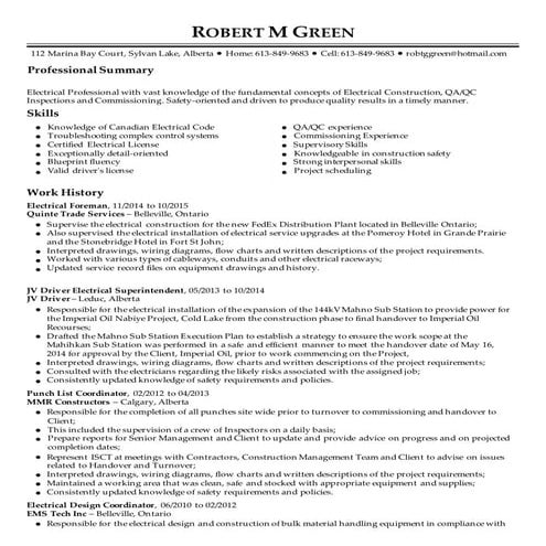 Robert M Green Resume November 24, 2015