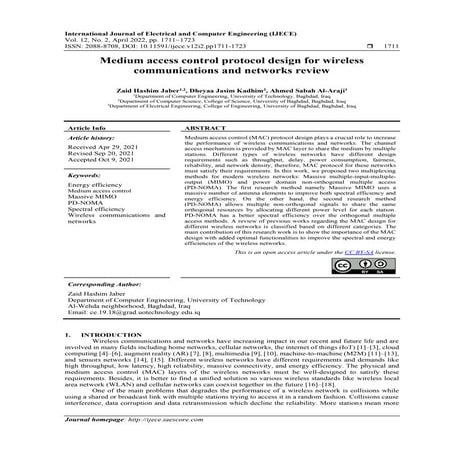 Medium access control protocol design for wireless  communications and networ...