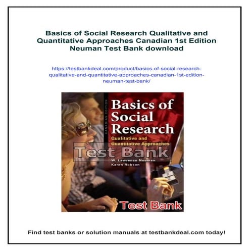 Basics of Social Research Qualitative and Quantitative Approaches Canadian 1s...