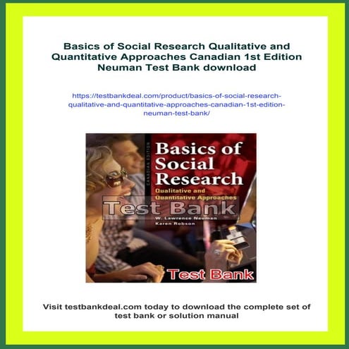 Basics of Social Research Qualitative and Quantitative Approaches Canadian 1s...