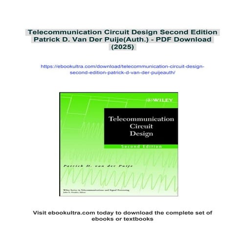 Telecommunication Circuit Design Second Edition Patrick D. Van Der Puije(Auth.)