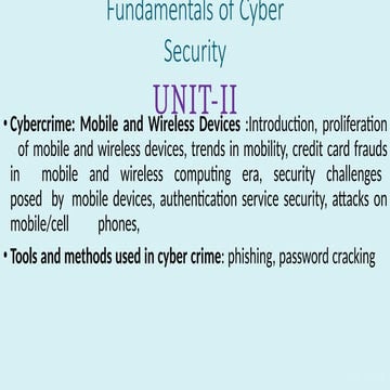 Cyber-Security Mobiles and wireless devices cybercrimes