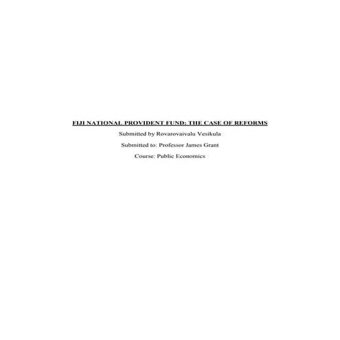 Fiji National Provident Fund Reforms