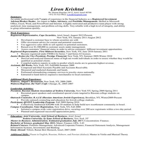 Liron Krishtal Resume