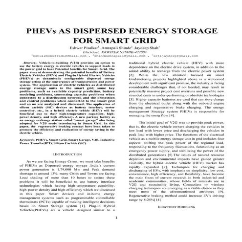 PHEVs as Dispersed Energy Storage For Smart Grid