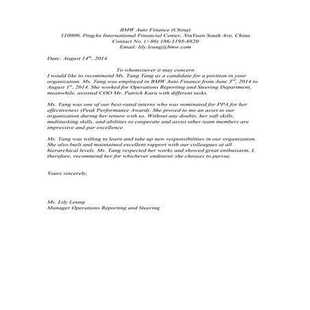 recommendation letter-BMW | PDF