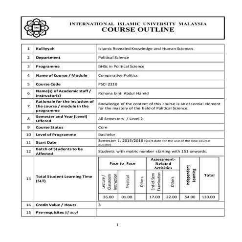PSCI 2210 - Course Outline | DOCX