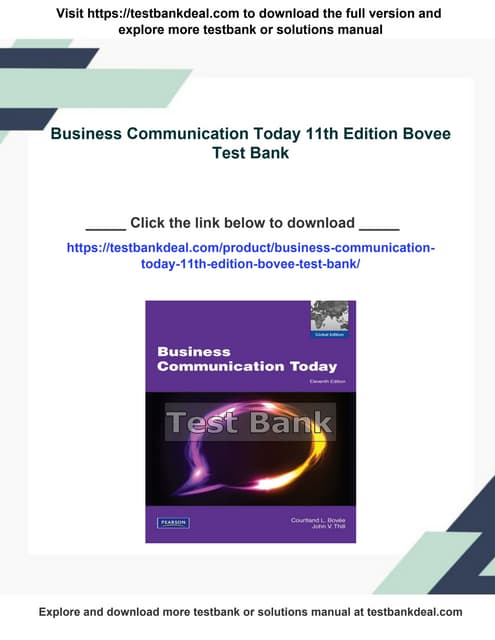 Business Communication Today 11th Edition Bovee Test Bank | PDF