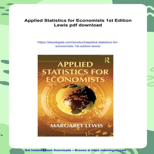 Applied Statistics for Economists 1st Edition Lewis