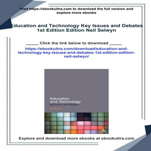 Education and Technology Key Issues and Debates 1st Edition Edition ...