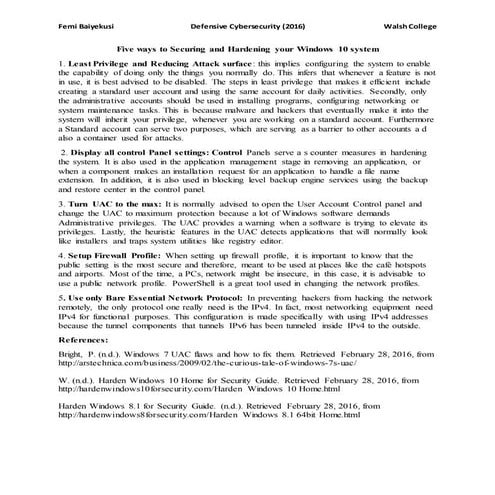 Five ways to Securing and Hardening your Windows 10 system