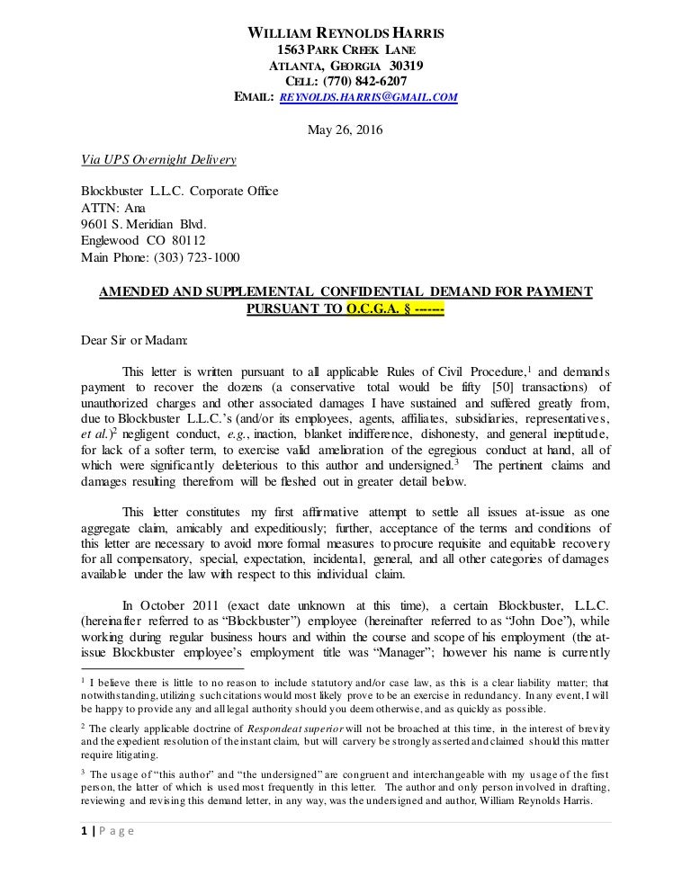 Demand Letter To Bb With Comments Do Not Use As Exhibit