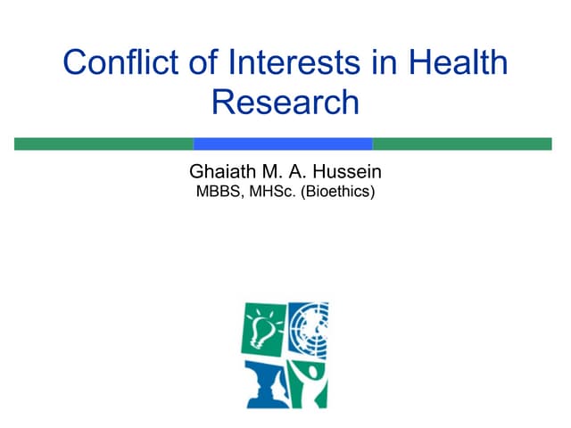 Conflict of Interests in Health Research