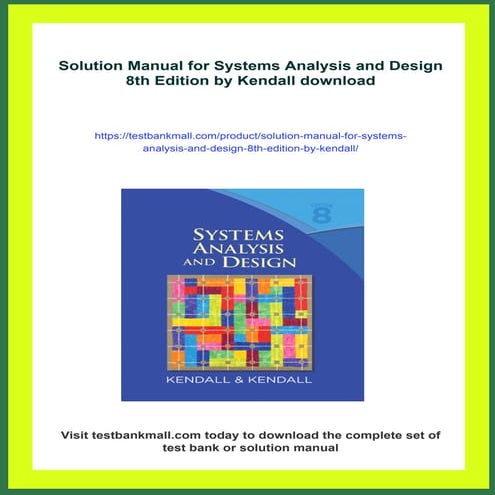 Solution Manual for Systems Analysis and Design 8th Edition by Kendall