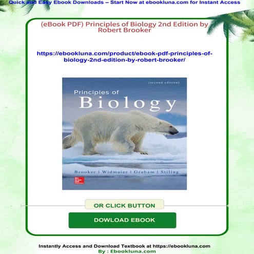 (eBook PDF) Principles of Biology 2nd Edition by Robert Brooker
