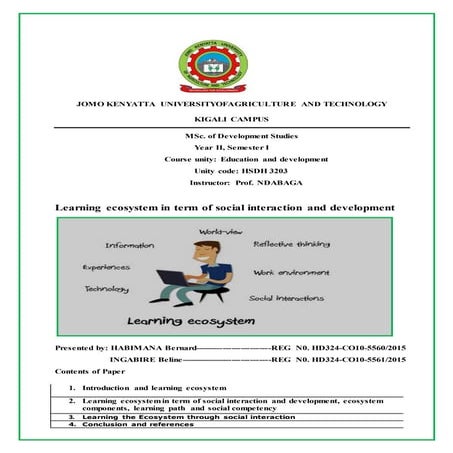 learning ecosystem in term of social interaction and development