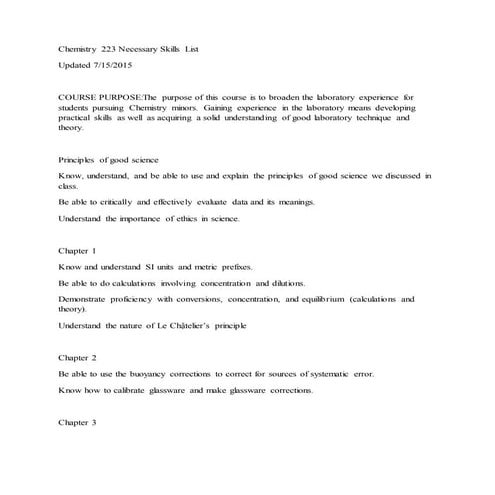 Necessary Skills List