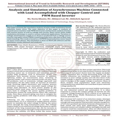 Analysis and Simulation of Asynchronous Machine Connected with Load Accomplis...