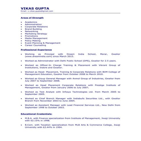 Resume- VIKAS GUPTA