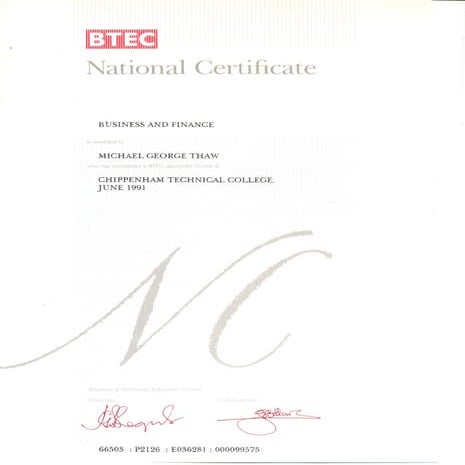 BTEC National Business & Finance