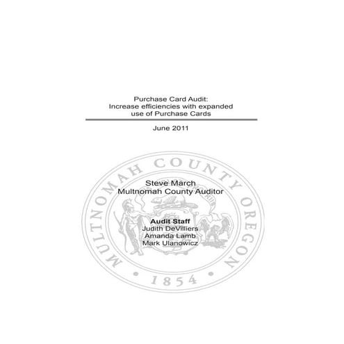 Audit of County Purchase Cards